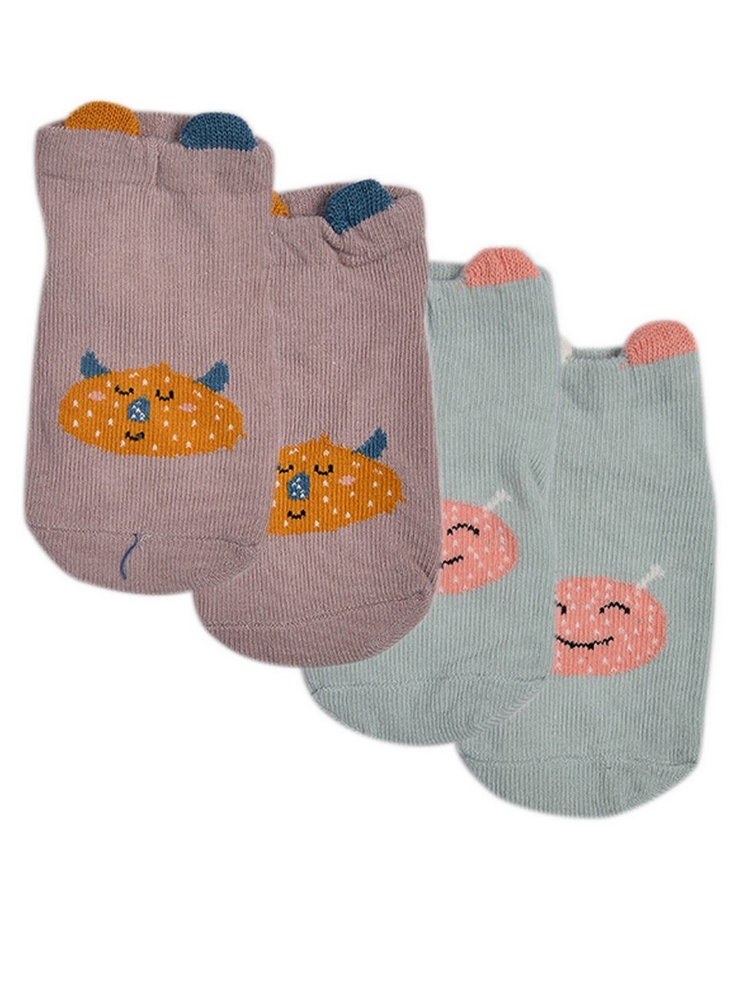 

POPLINS Kids Pack of 2 Patterned Ankle Length Cotton Socks, Blue