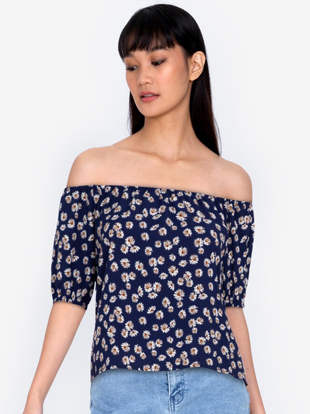 

ZALORA BASICS Multicoloured Floral Print Off-Shoulder Top, Multi