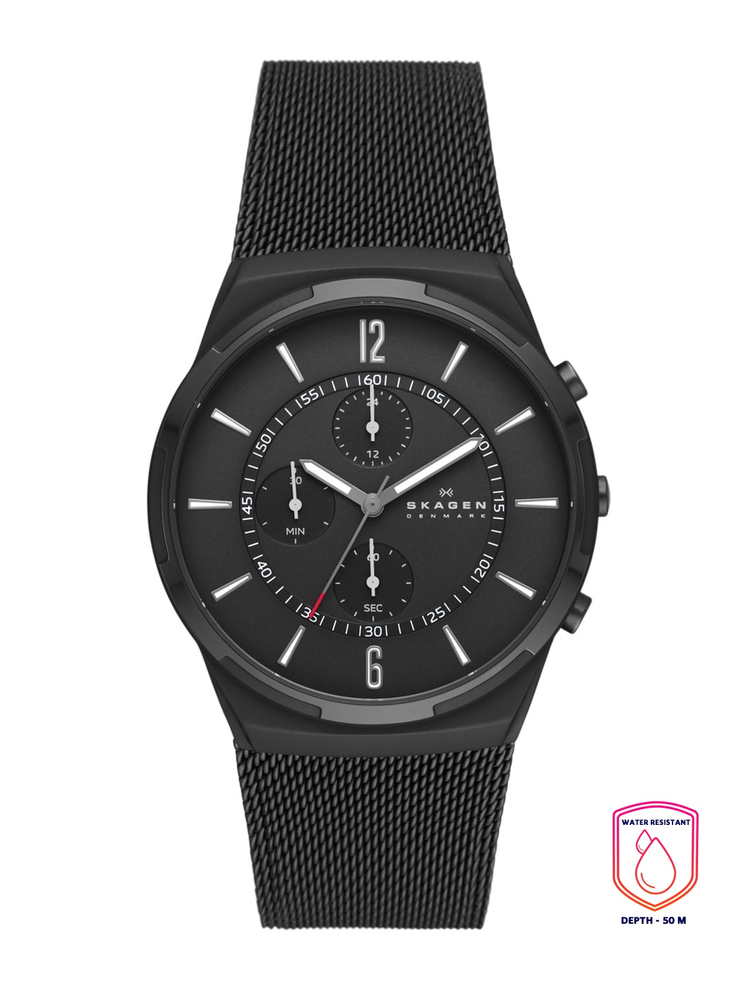 

SKAGEN Men Black Dial & Black Stainless Steel Bracelet Style Straps Analogue Watch
