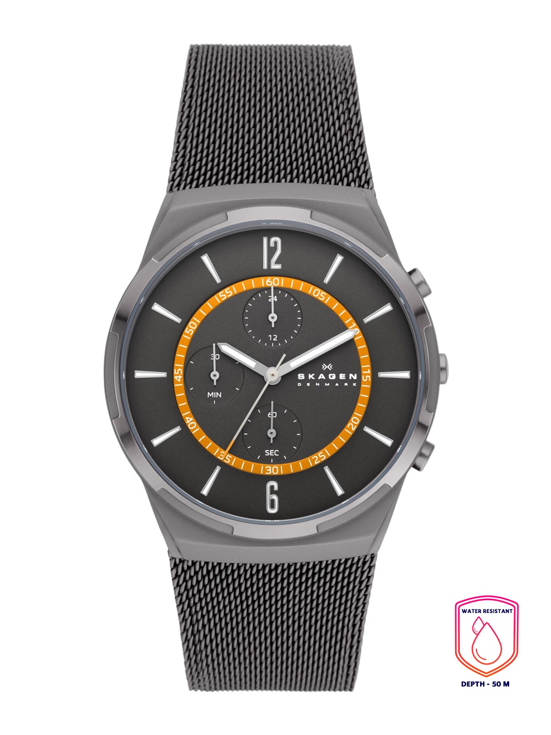 

SKAGEN Men Charcoal Patterned Dial Bracelet Style Straps Analogue Watch SKW6804