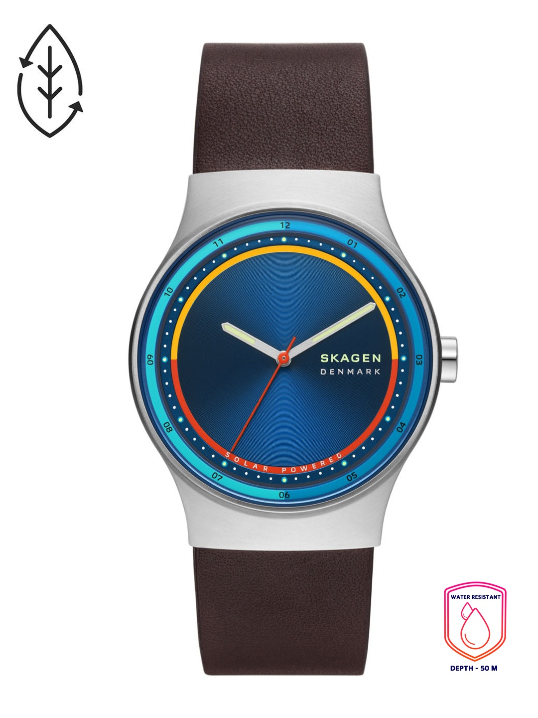 

SKAGEN Men Blue Dial & Brown Leather Straps Analogue Watch SKW6794