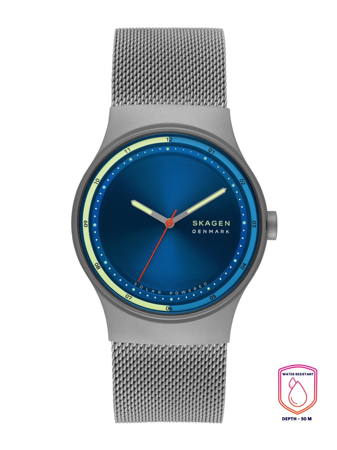 

SKAGEN Men Blue Dial & Charcoal Grey Bracelet Style Strap Sol Analogue Watch SKW6792