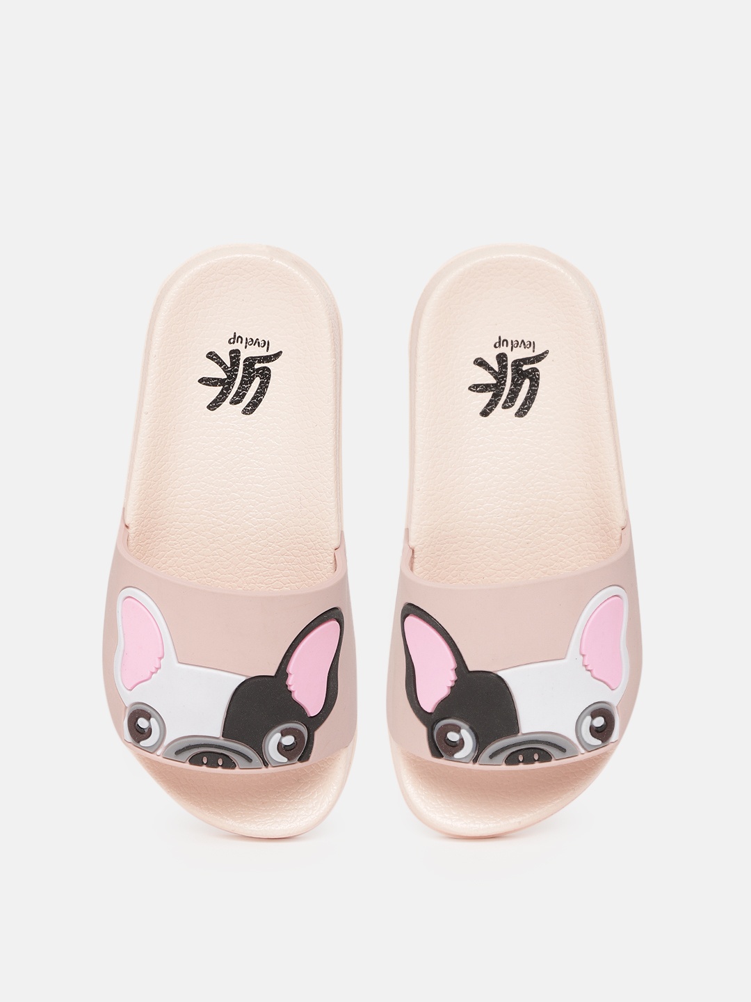 

YK Girls Pink & White Dog Textured Sliders