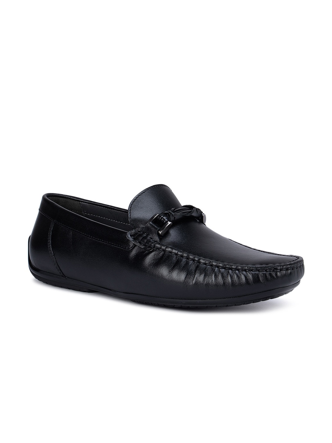 

ROSSO BRUNELLO Men Black Textured Leather Loafers