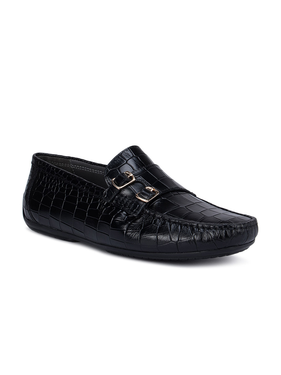 

ROSSO BRUNELLO Men Black Printed Leather Loafers