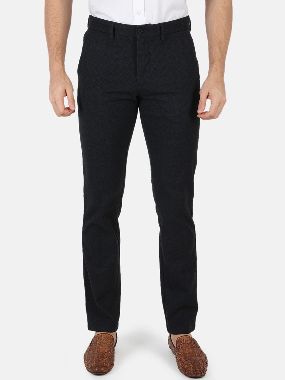 

Monte Carlo Men Navy Blue Checked Smart Slim Fit Chinos