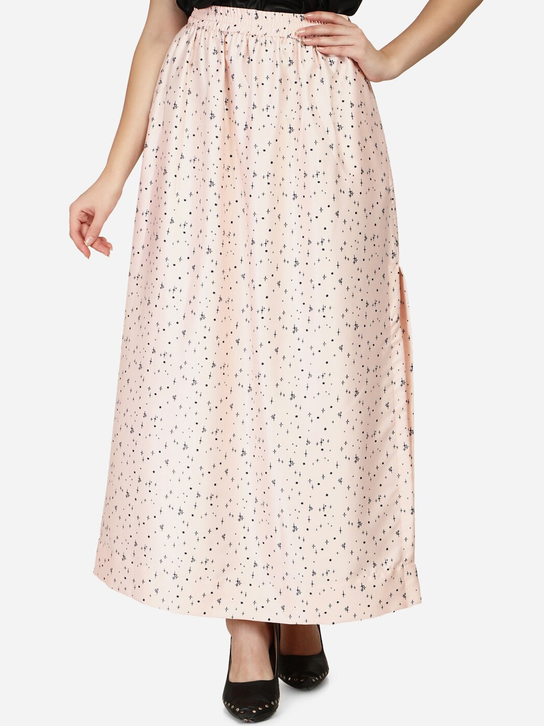 

Smarty Pants Women Pink Geometric Printed Flared Satin Skirts