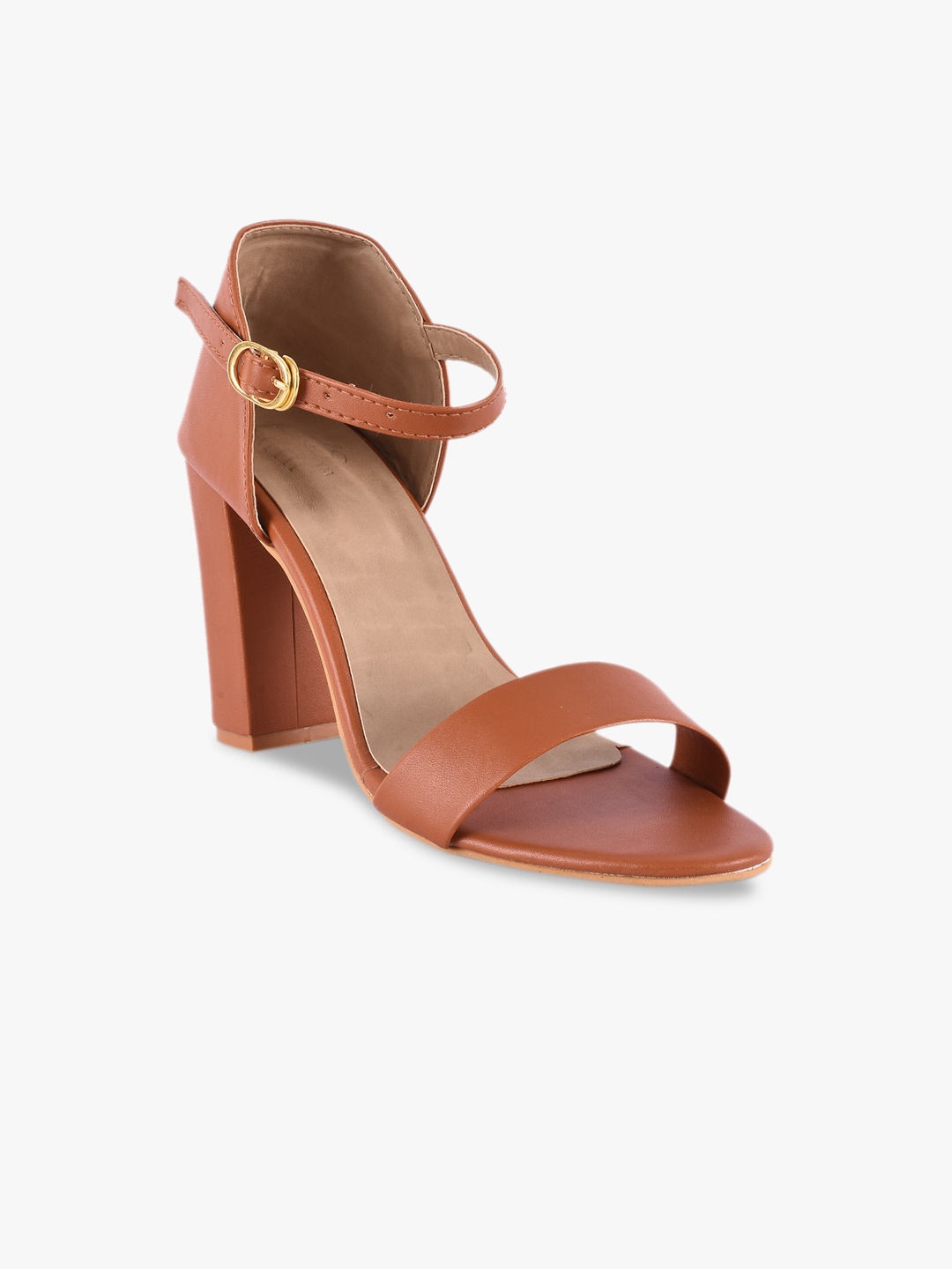 

BuckleUp Tan Brown Block Sandals