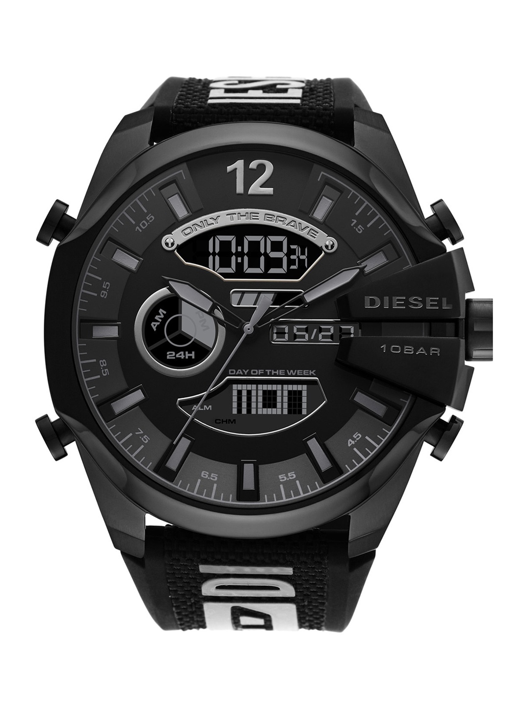 

DIESEL Men Black Patterned Dial & Black Straps Analogue Watch