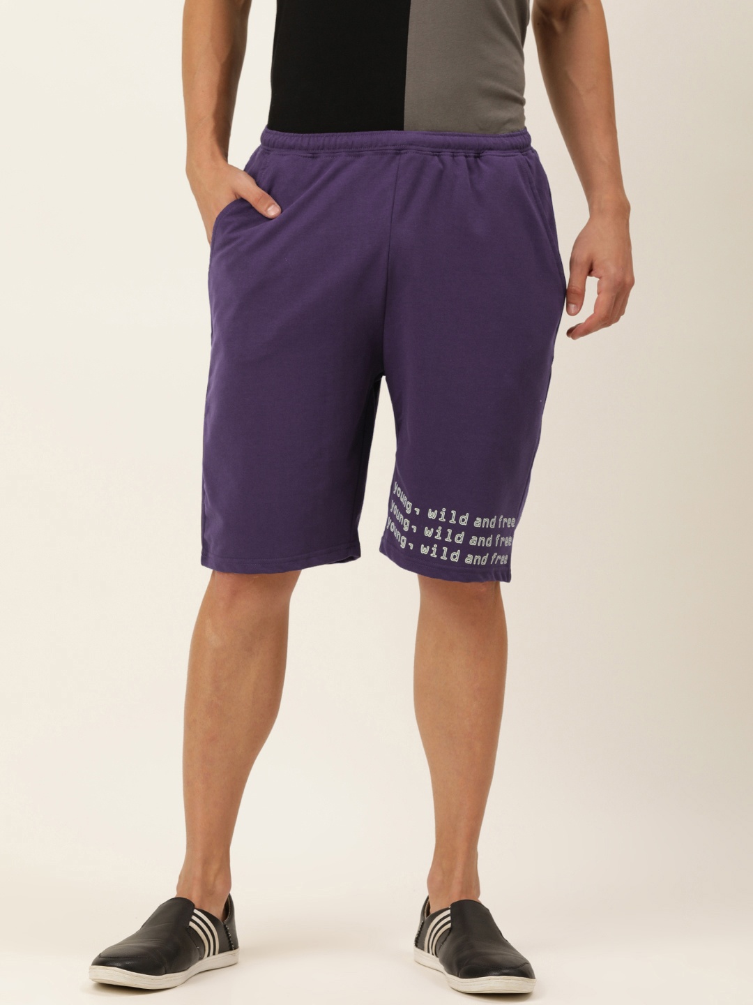 

FOREVER 21 Men Purple Typography Printed Shorts