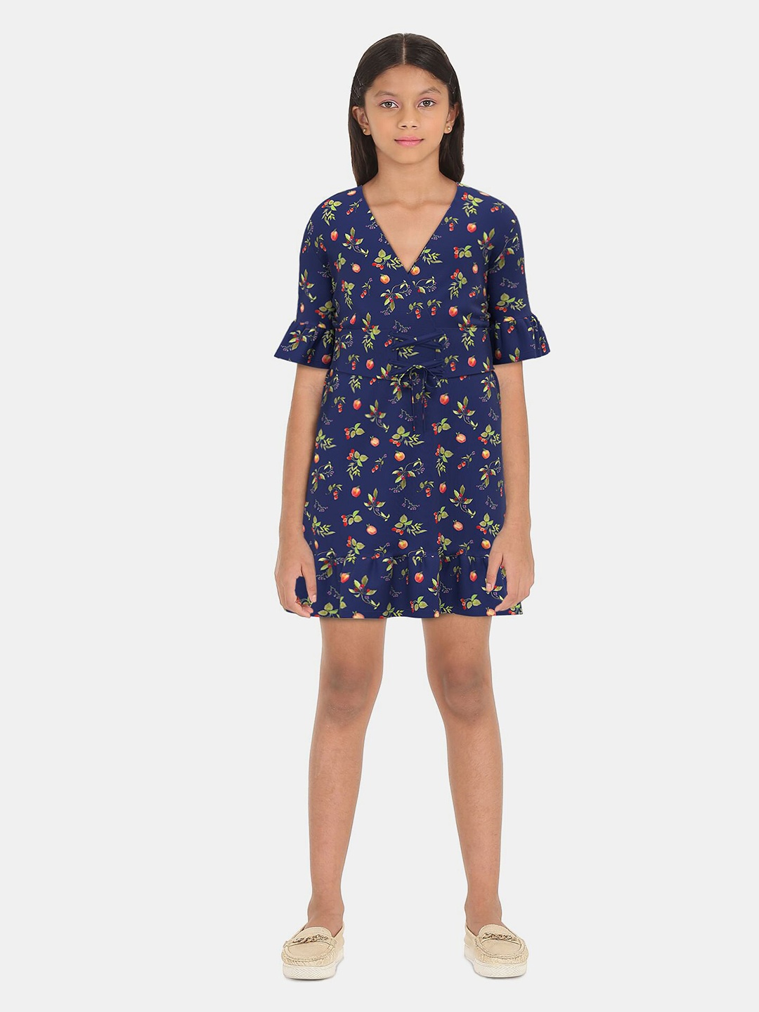 

SUGR Girl Blue & Pink Floral A-Line Dress