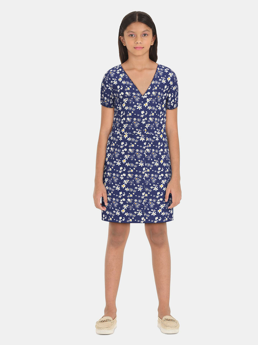 

SUGR Girl Blue Floral Cotton A-Line Dress