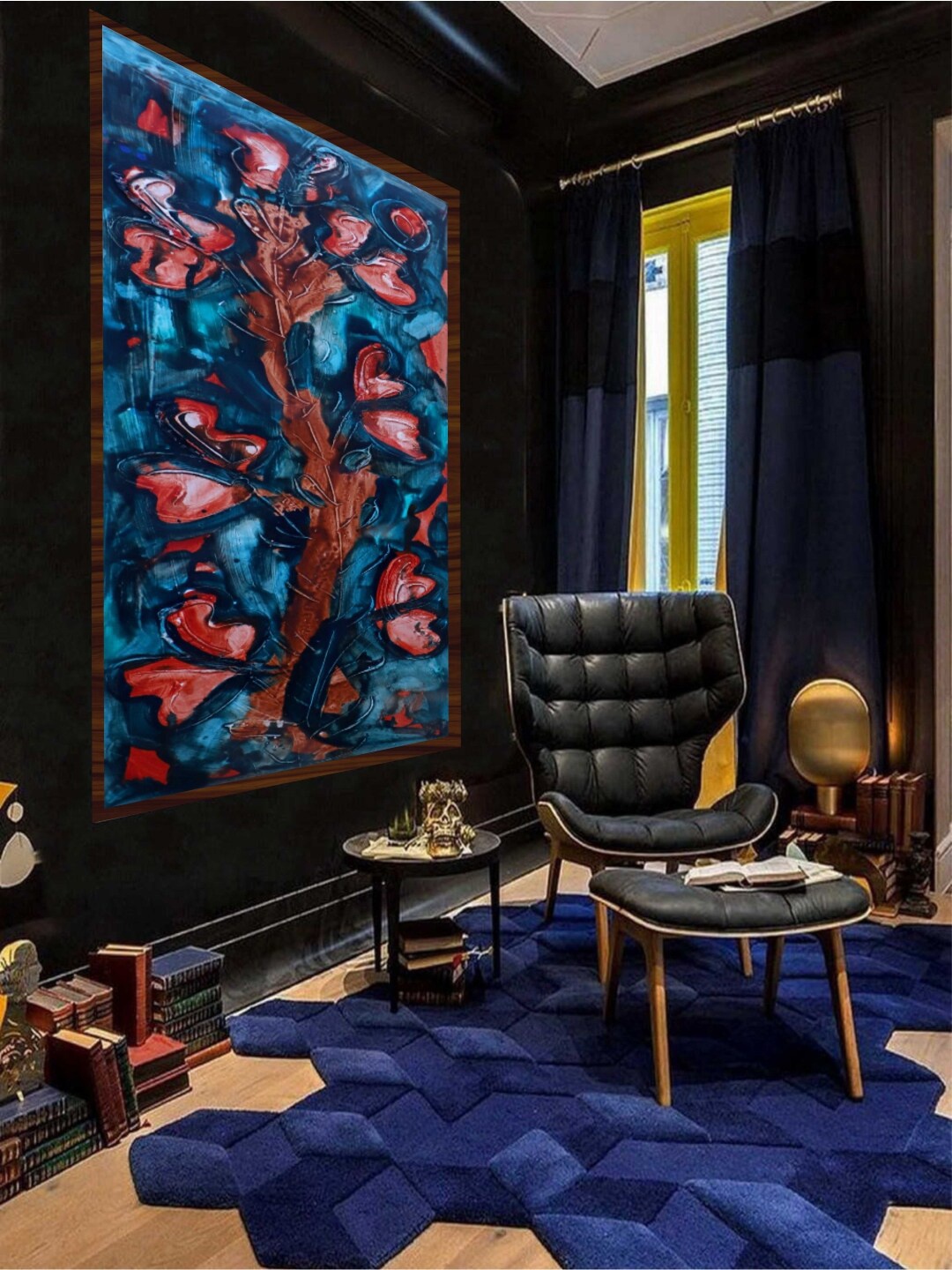 

The Art House Blue & Rustic Orange Abstract Wall Painting