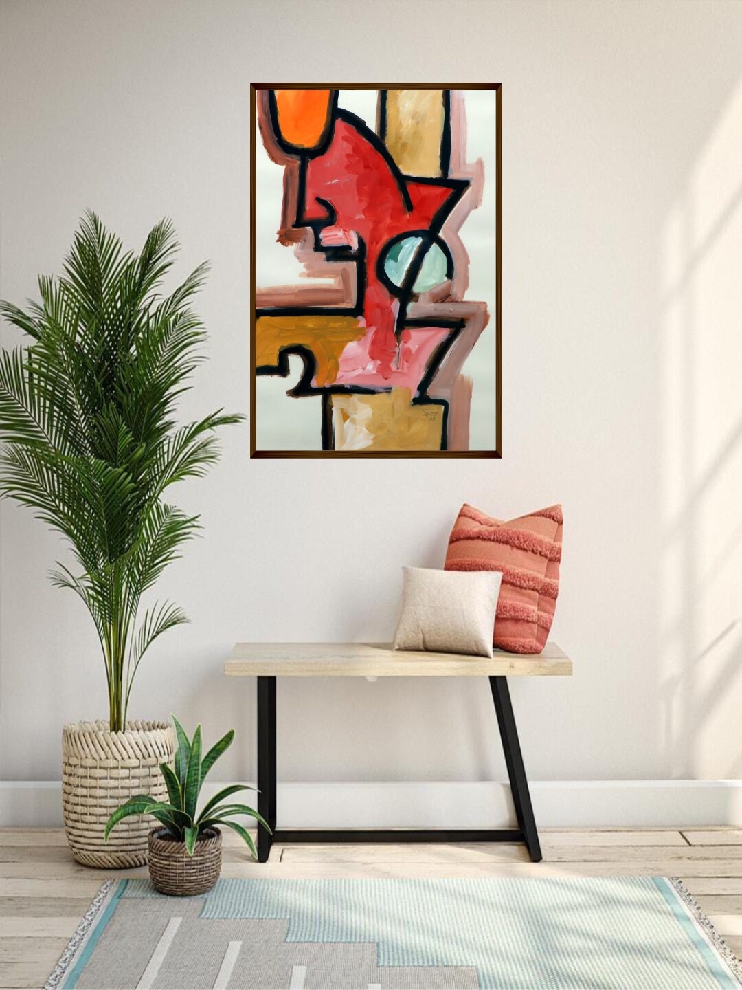 

The Art House White & Red Abstract Painting Framed Wall Art