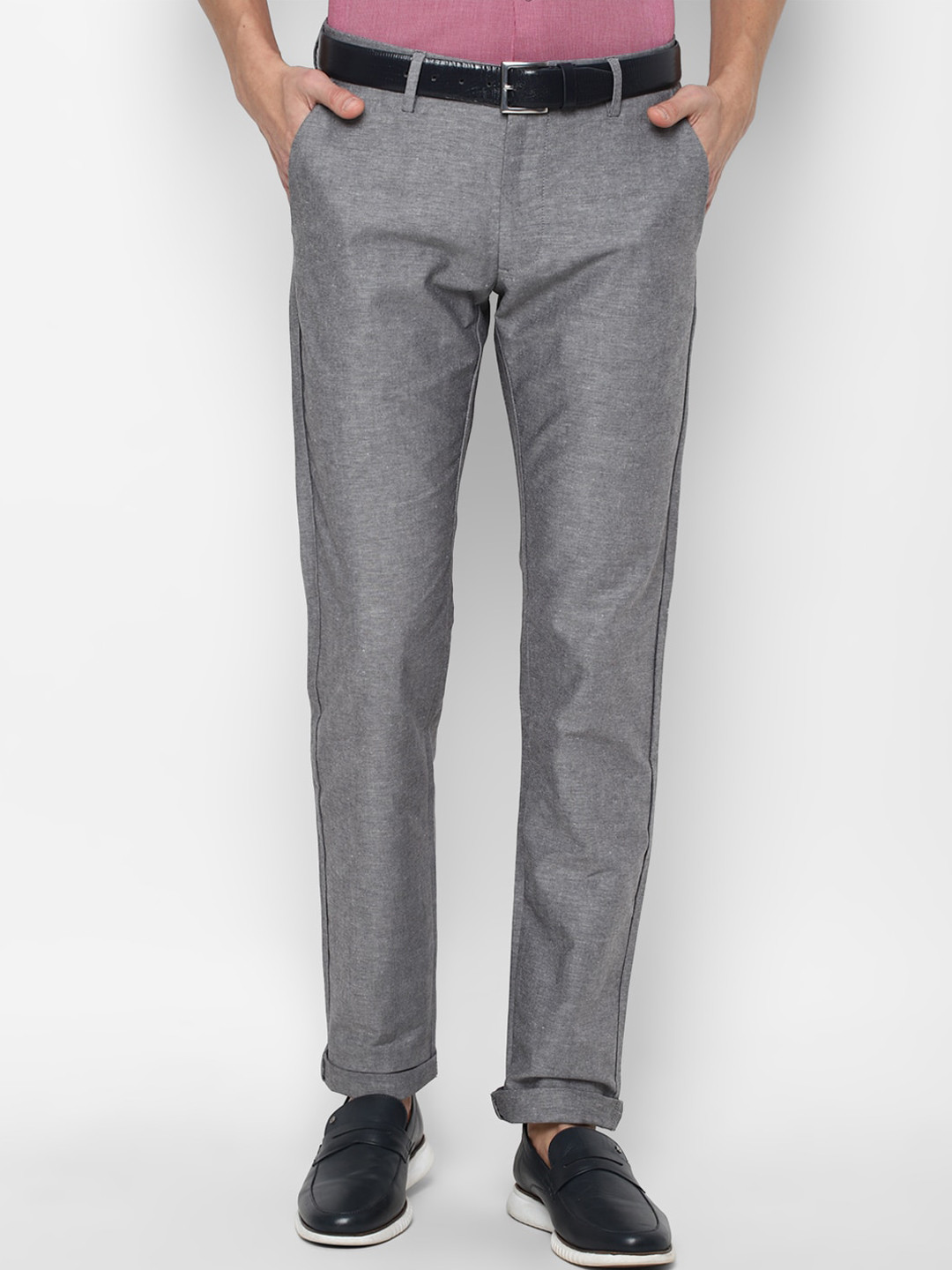 

Allen Solly Men Grey Textured Slim Fit Trousers