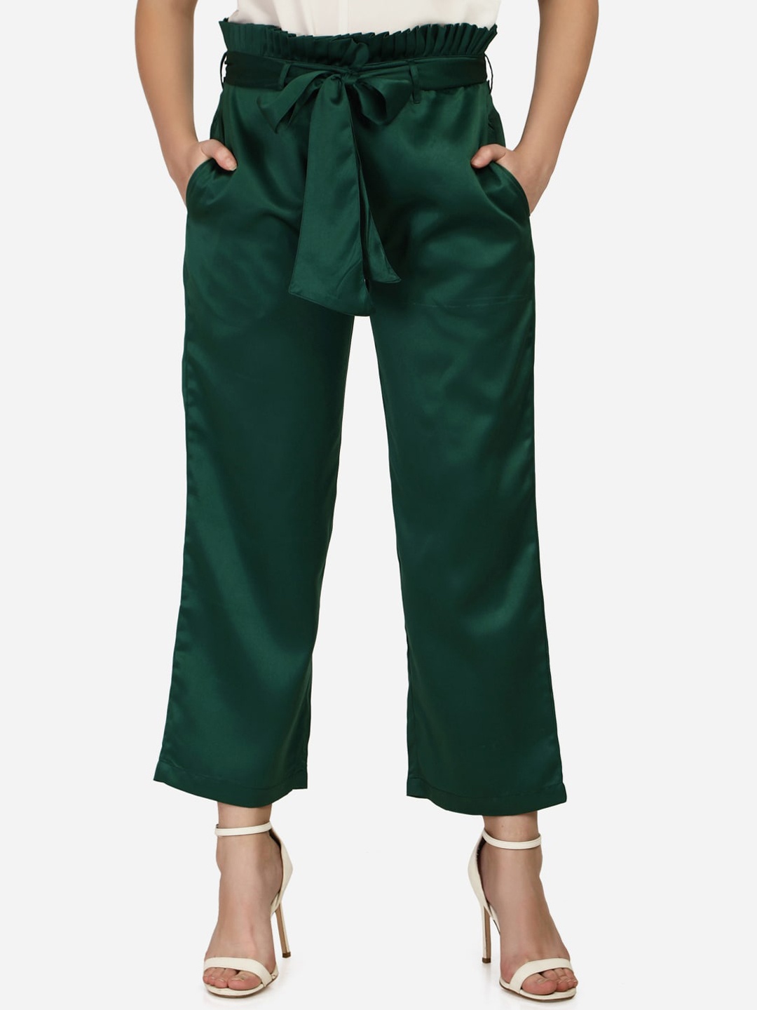 

Smarty Pants Green Relaxed Straight Leg Easy Wash Parallel Cropped Trousers