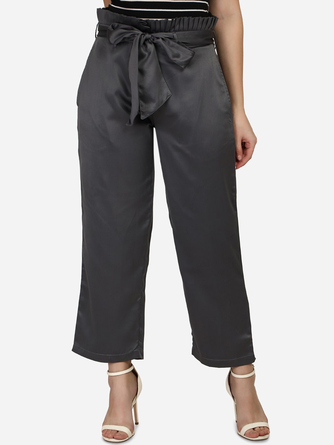 

Smarty Pants Women Charcoal Grey Relaxed Straight Leg Easy Wash Parallel Trousers