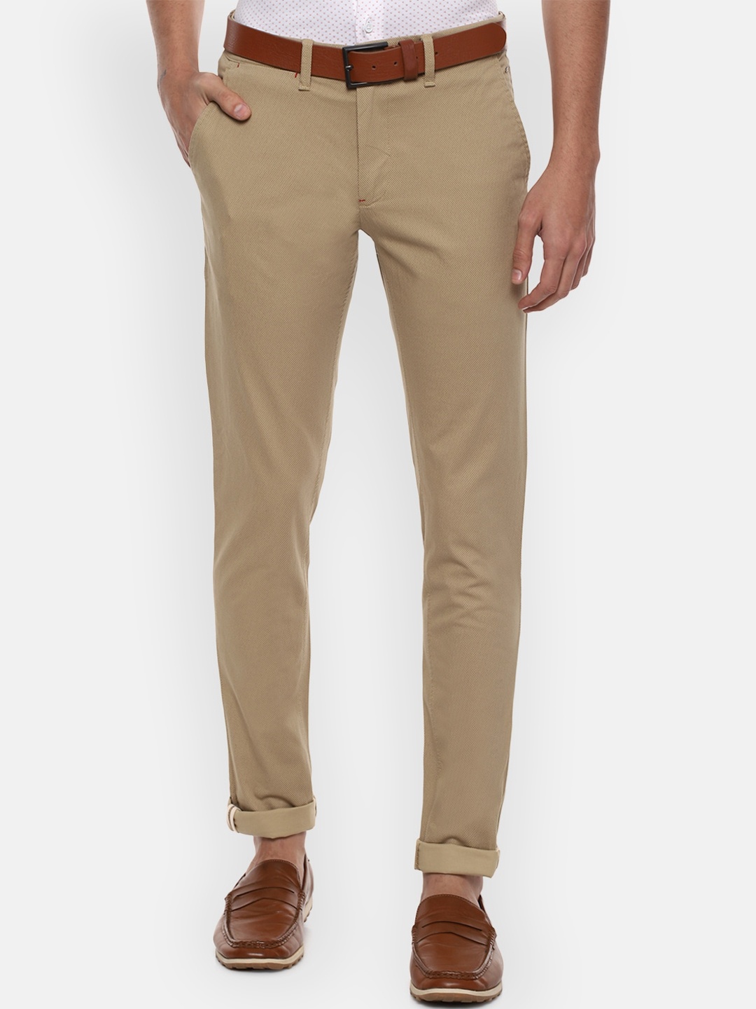 

Louis Philippe Sport Men Khaki Textured Slim Fit Chinos Trousers