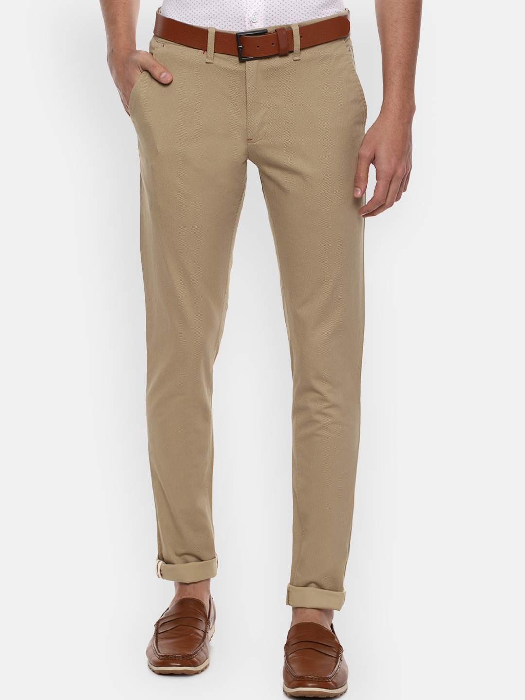 

Louis Philippe Sport Men Khaki Textured Slim Fit Chinos Trousers