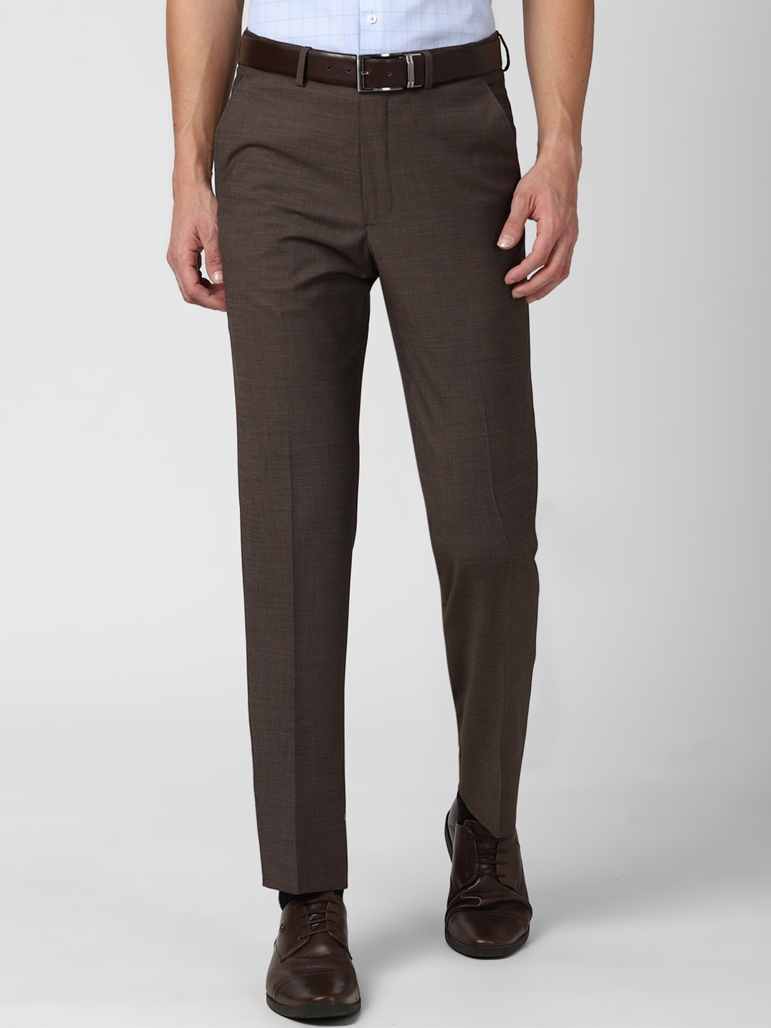 

Van Heusen Men Brown Solid Regular Fit Formal Trousers