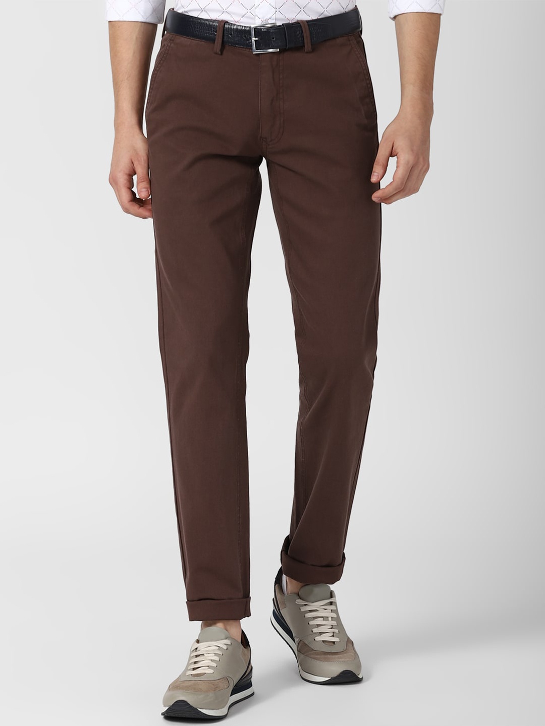 

VAN HEUSEN DENIM LABS Men Brown Slim Fit Trousers