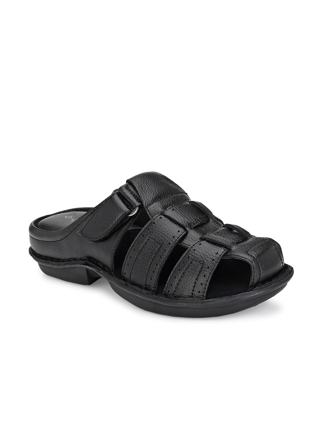 

SOFTIO Men Black Solid Synthetic Leather Comfort Sandals