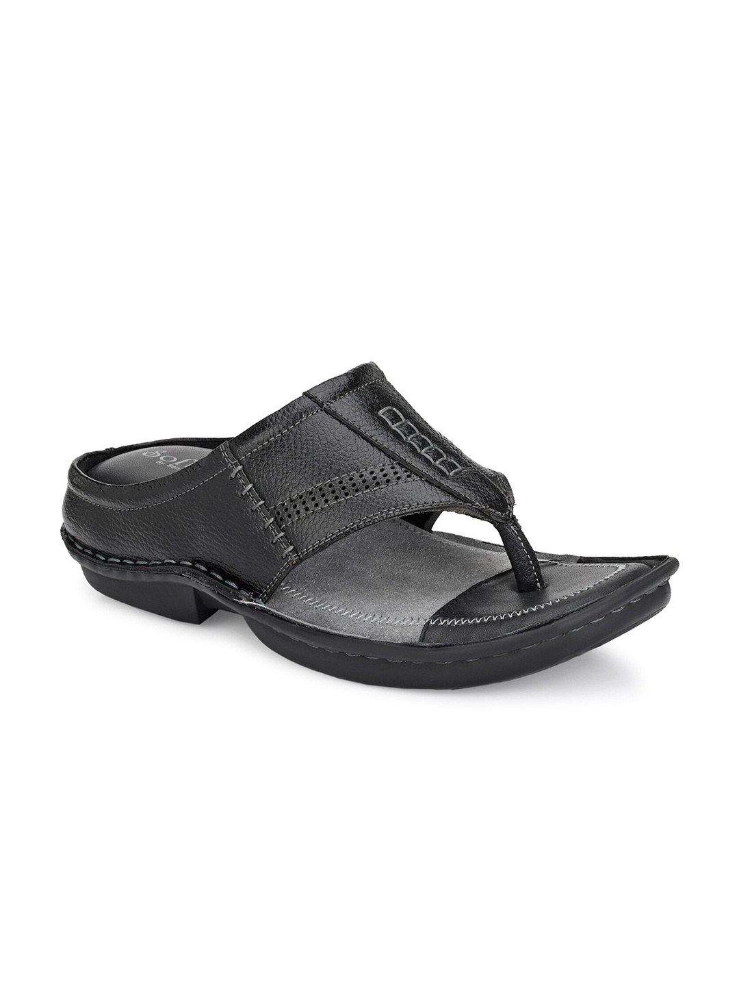 

SOFTIO Men Black Textured Comfort Sandals