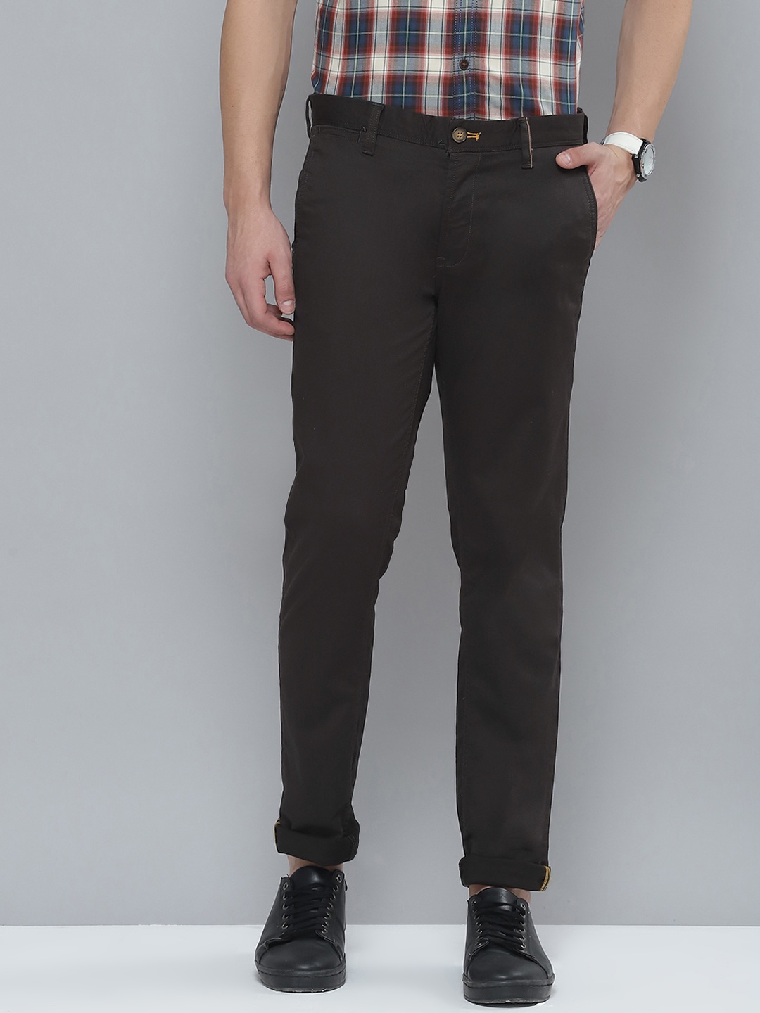 

Indian Terrain Men Coffee Brown Solid Kruger Slim Fit Trousers