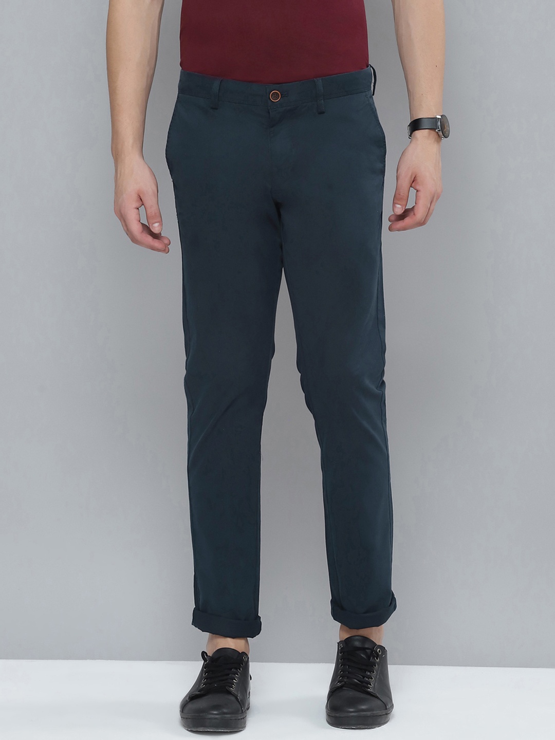 

Indian Terrain Men Navy Blue Kruger Slim Fit Trousers