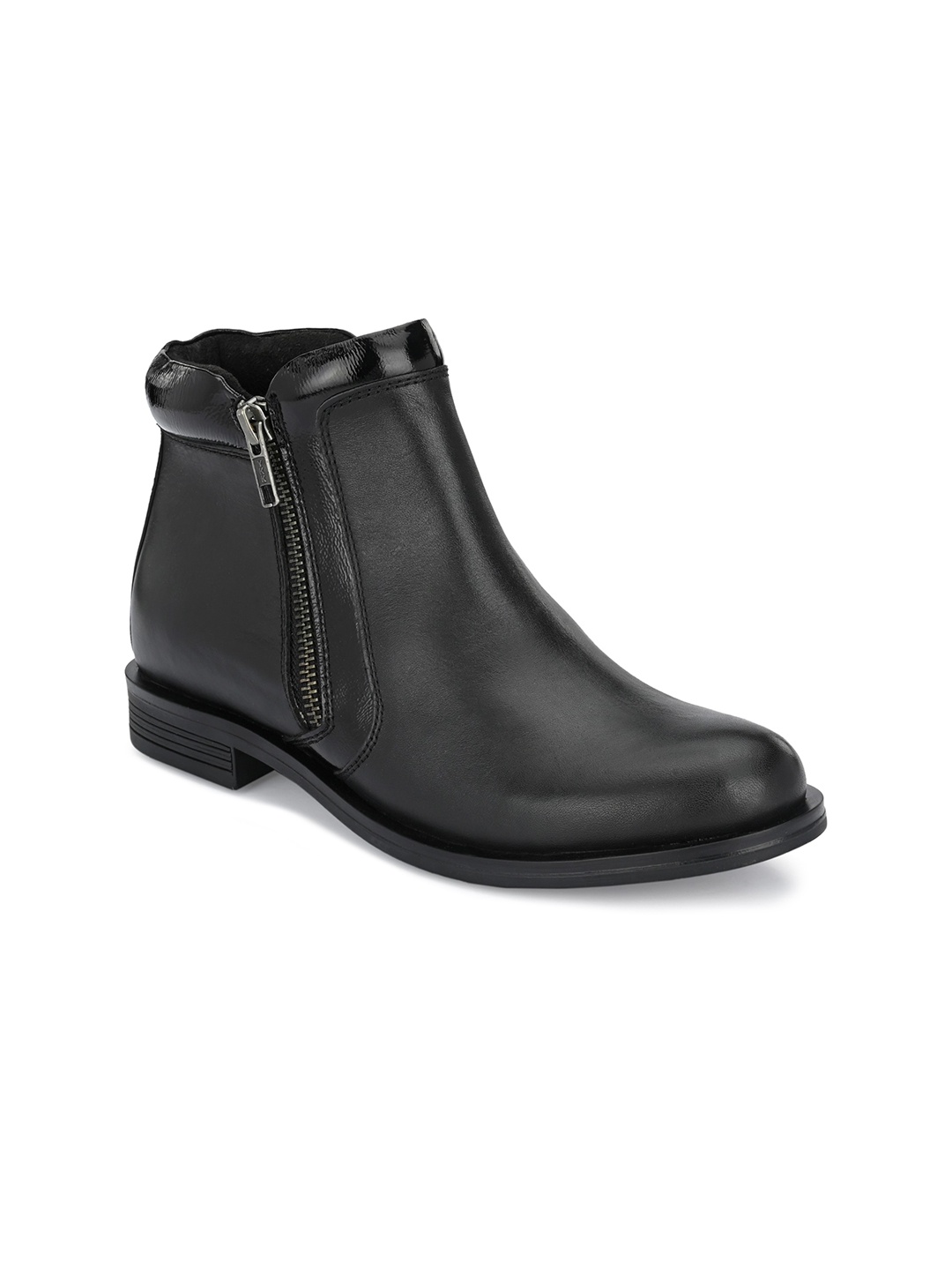 

Delize Black Leather Block Heeled Boots