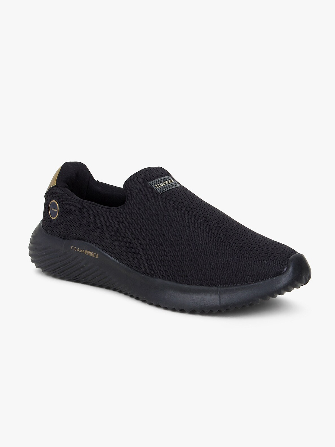 

Columbus Men Black Solid Mesh Non-Marking Slip-On Running Shoes