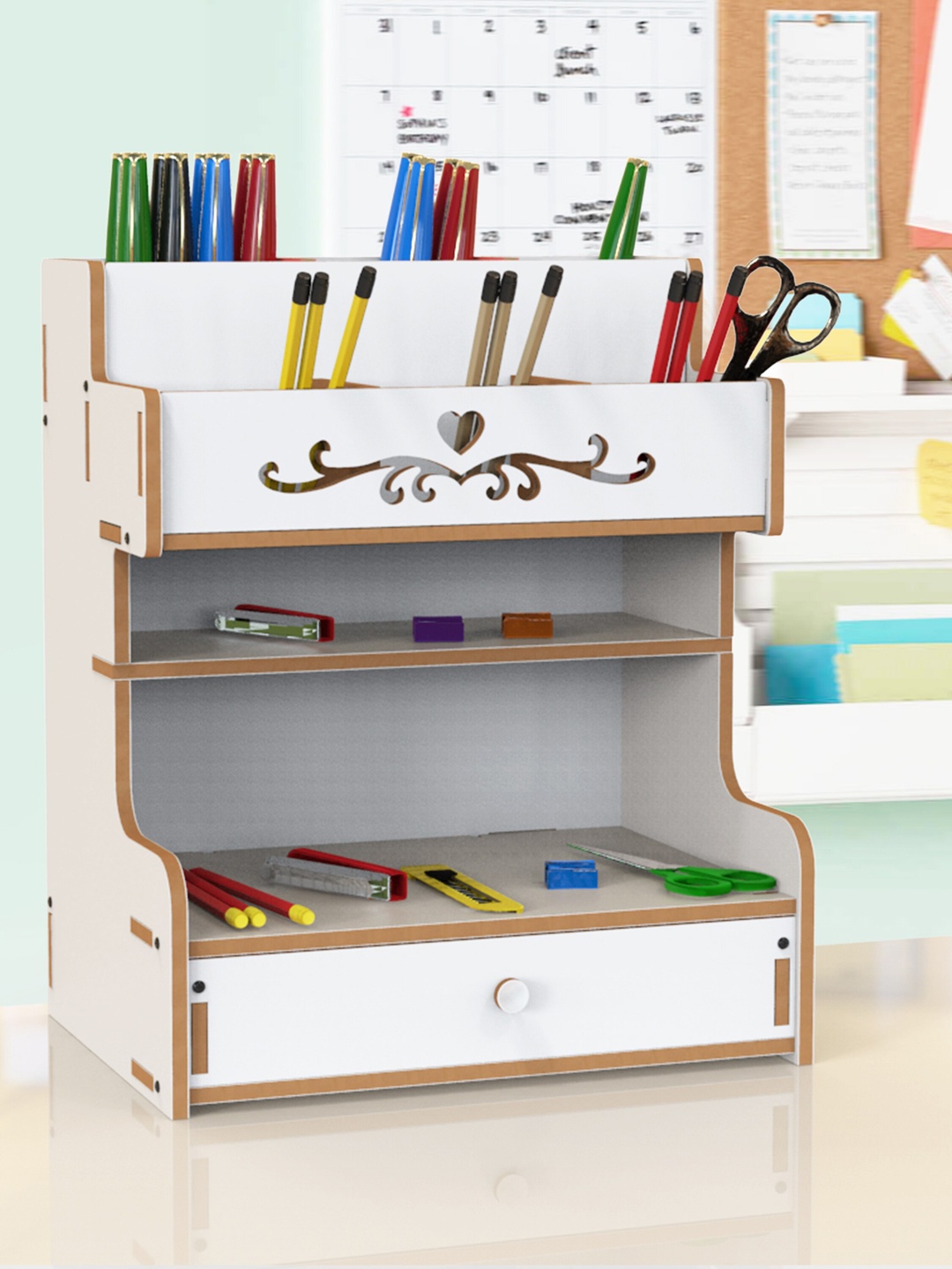 

Home Sparkle White Solid Desktop Organizer