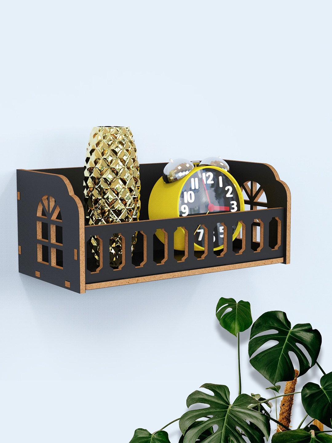 

Home Sparkle Black Wooden Wall Shelf