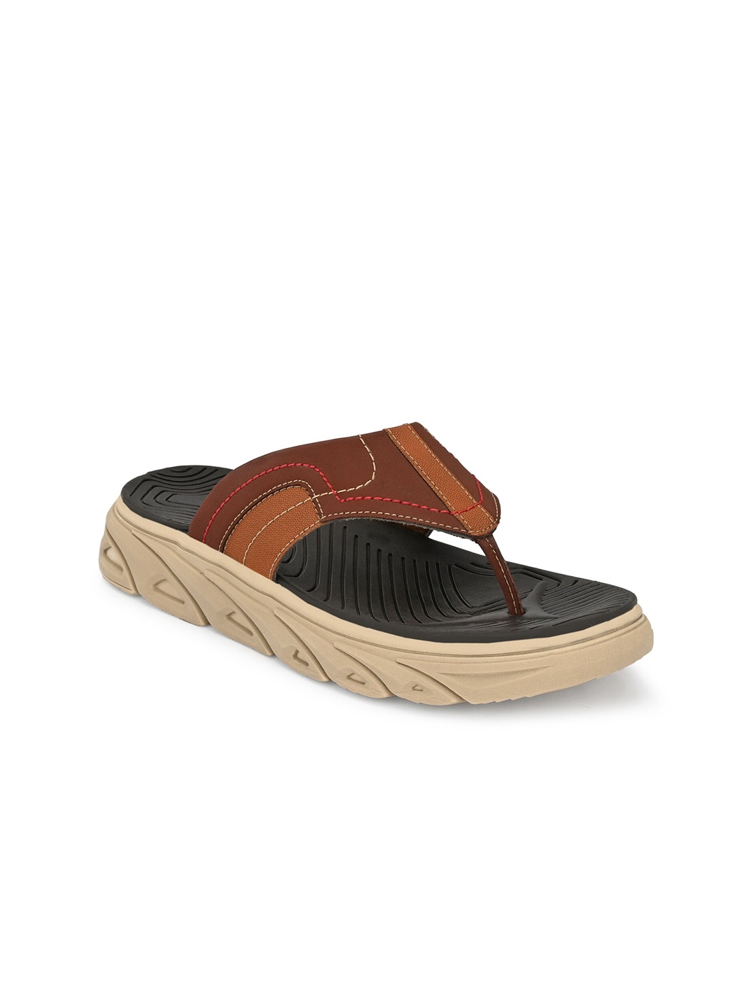 

SOFTIO Men Brown Synthetic Leather Comfort Sandals