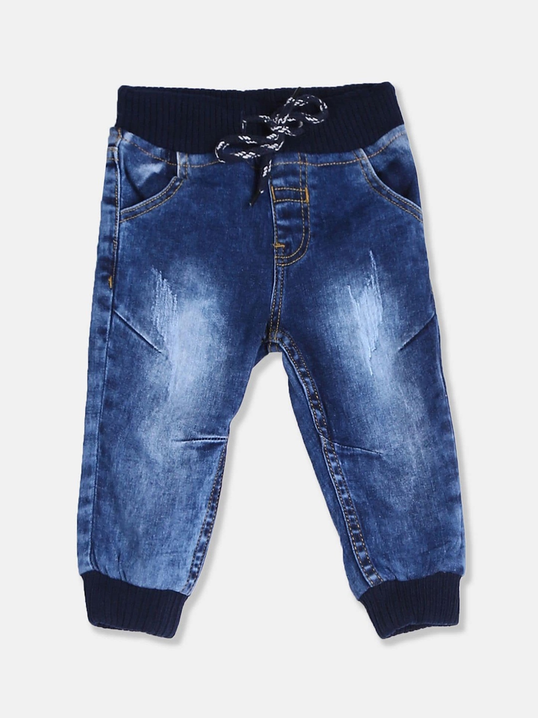 

Donuts Boys Blue Jogger Mildly Distressed Heavy Fade Stretchable Jeans