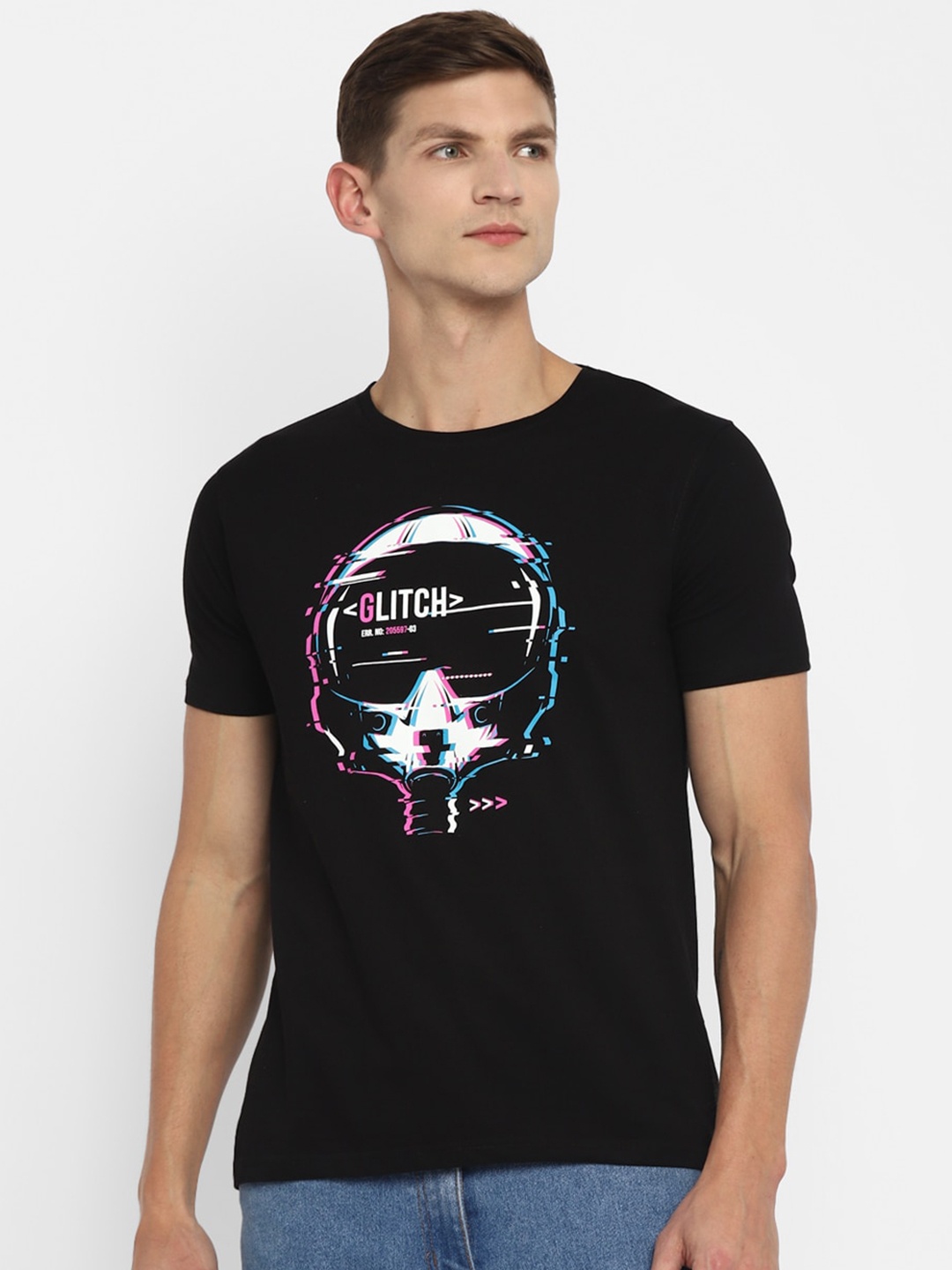 

appulse Men Black Typography Printed T-shirt