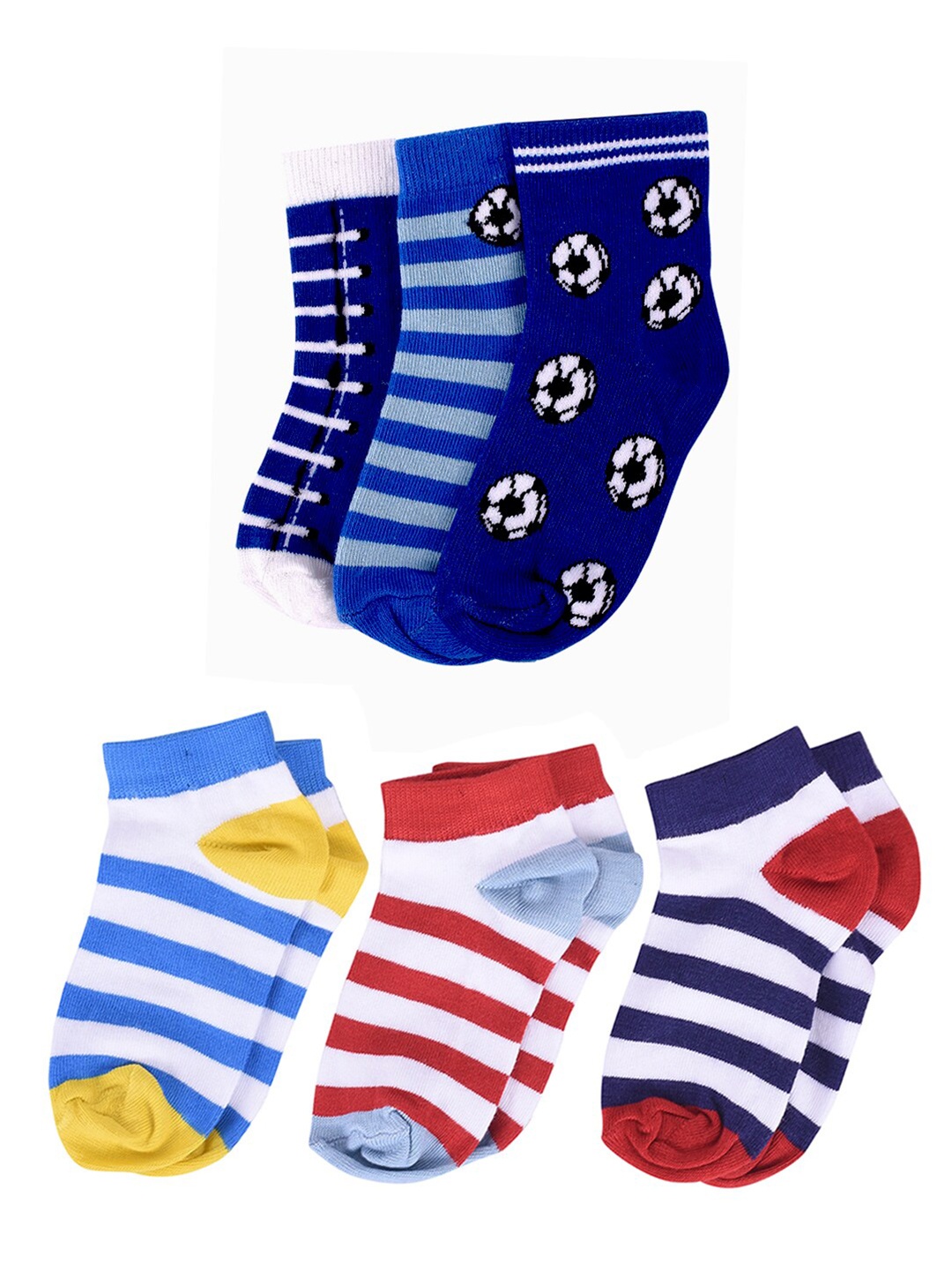 

FOOTPRINT 6 Pairs Infant Kids Patterned Ankle-Length Organic Cotton Socks, Multi