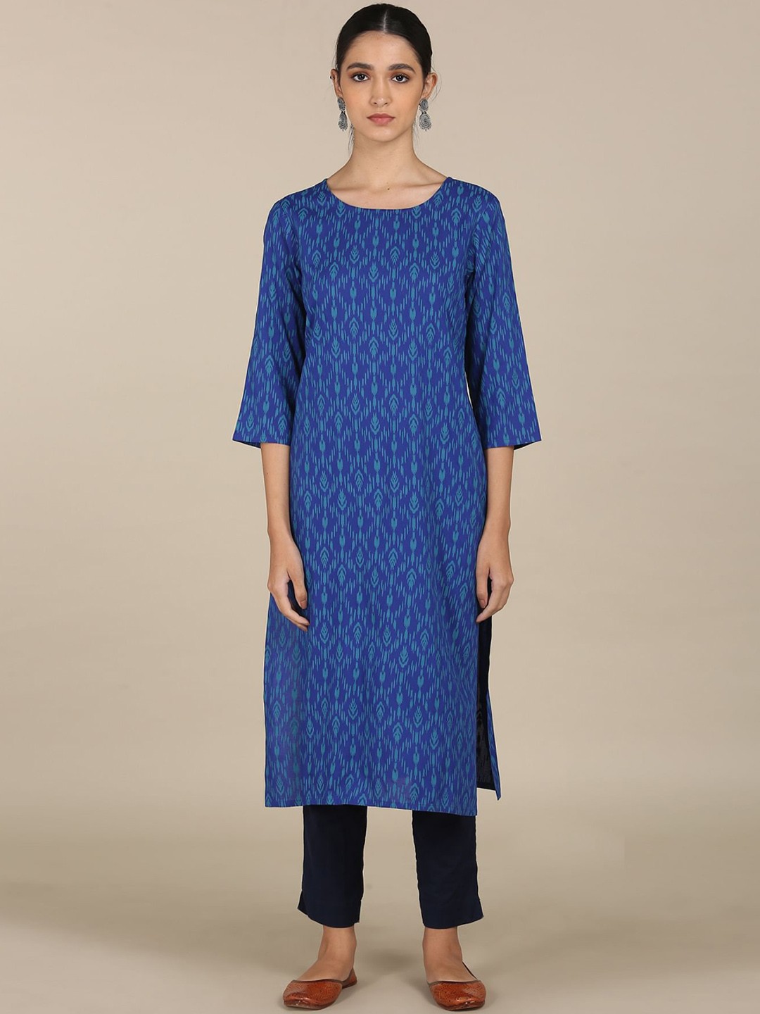 

Karigari Women Blue Geometric Printed Kurta