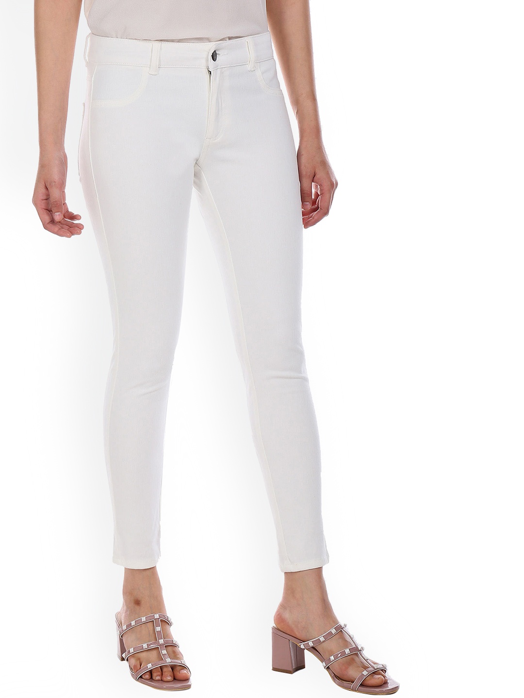 

Sugr Women White Solid Mid-Rise Jeggings
