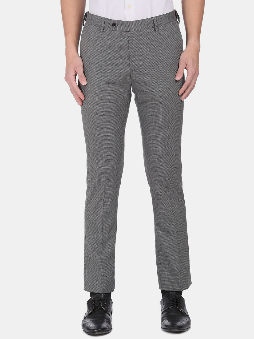 

Arrow Men Grey Textured Regular Fit Formal Trousers