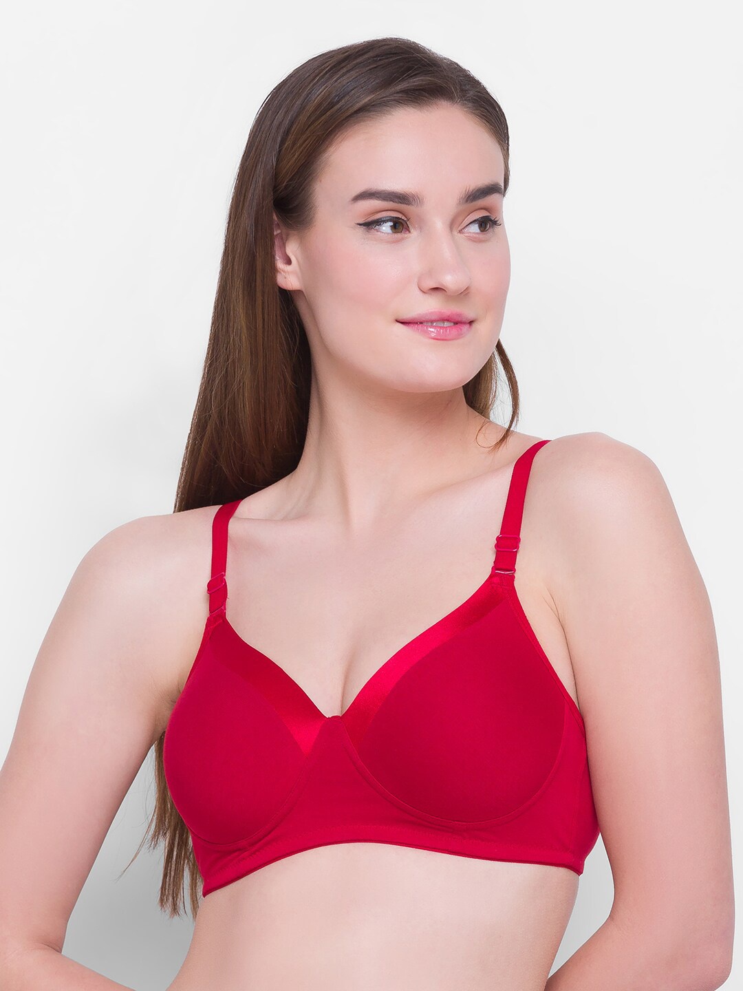 

Candyskin Red Lightly Padded Non Wired Solid Cotton Bra