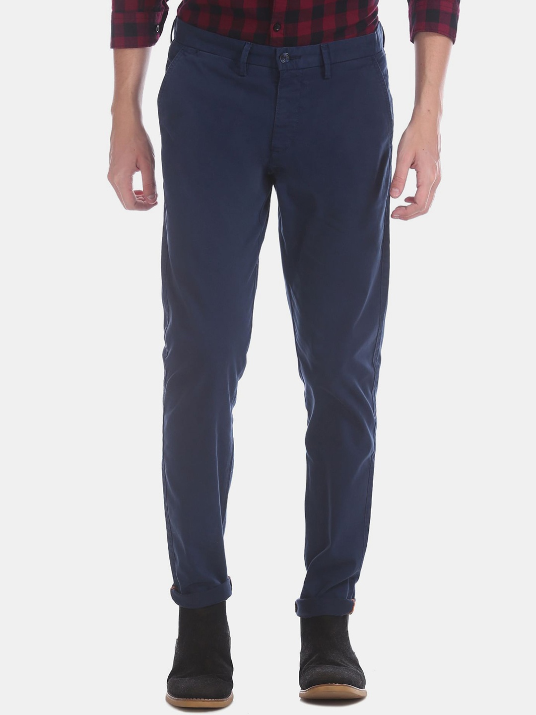 

Ruggers Men Navy Blue Slim Fit Chinos