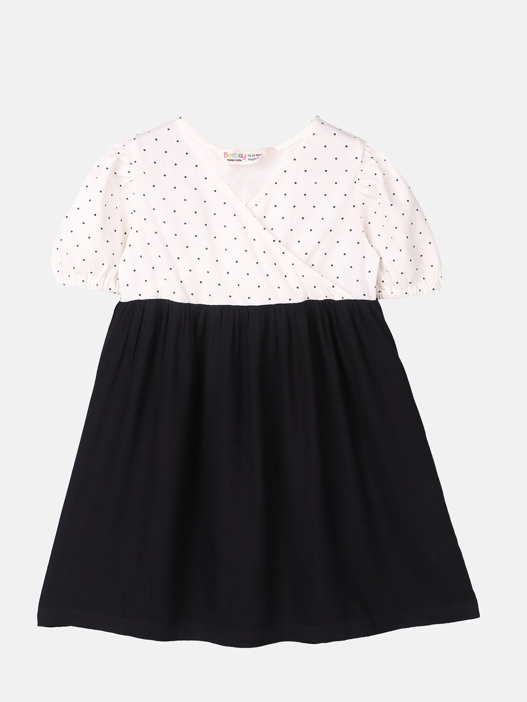 

Beebay Girls Black Polka Dot Printed Wrap Dress