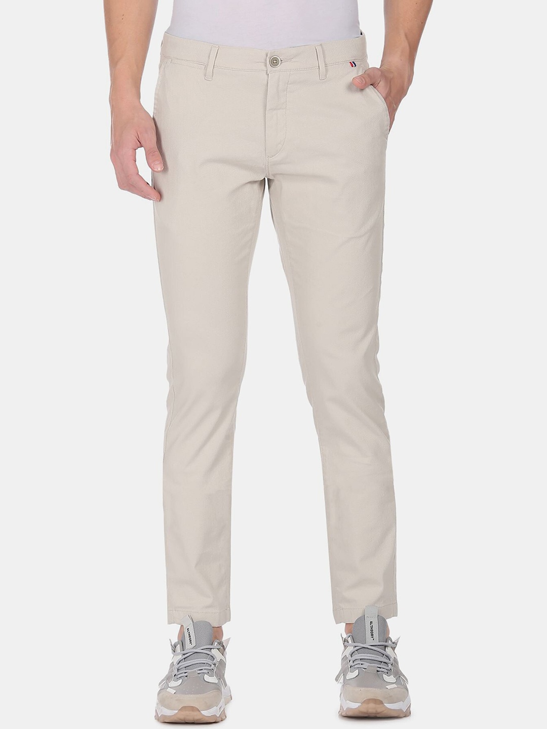 

U.S. Polo Assn. Men Beige Textured Trousers