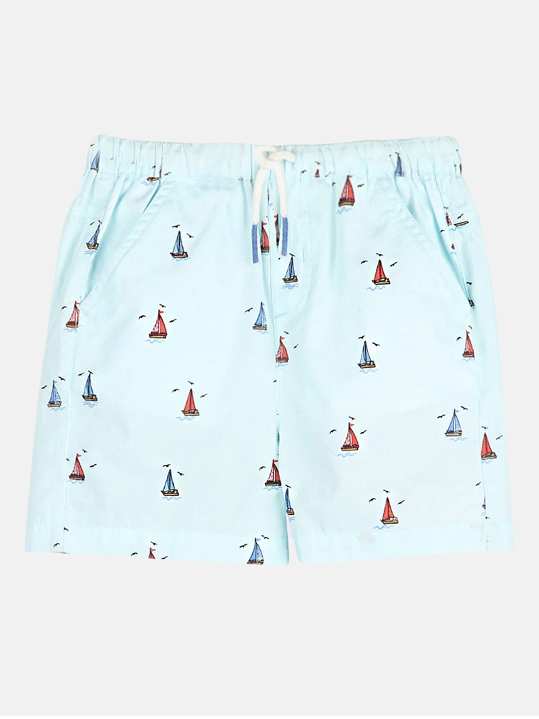 

Beebay Boys Turquoise Blue & Red Printed Cotton Shorts