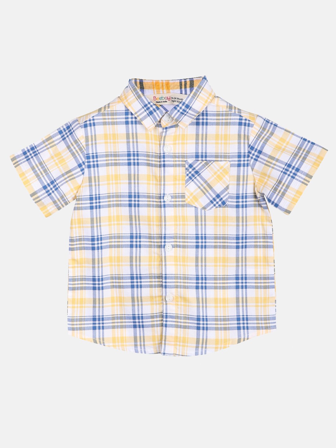 

Beebay Boys Yellow & Blue Checked Cotton Formal Shirt