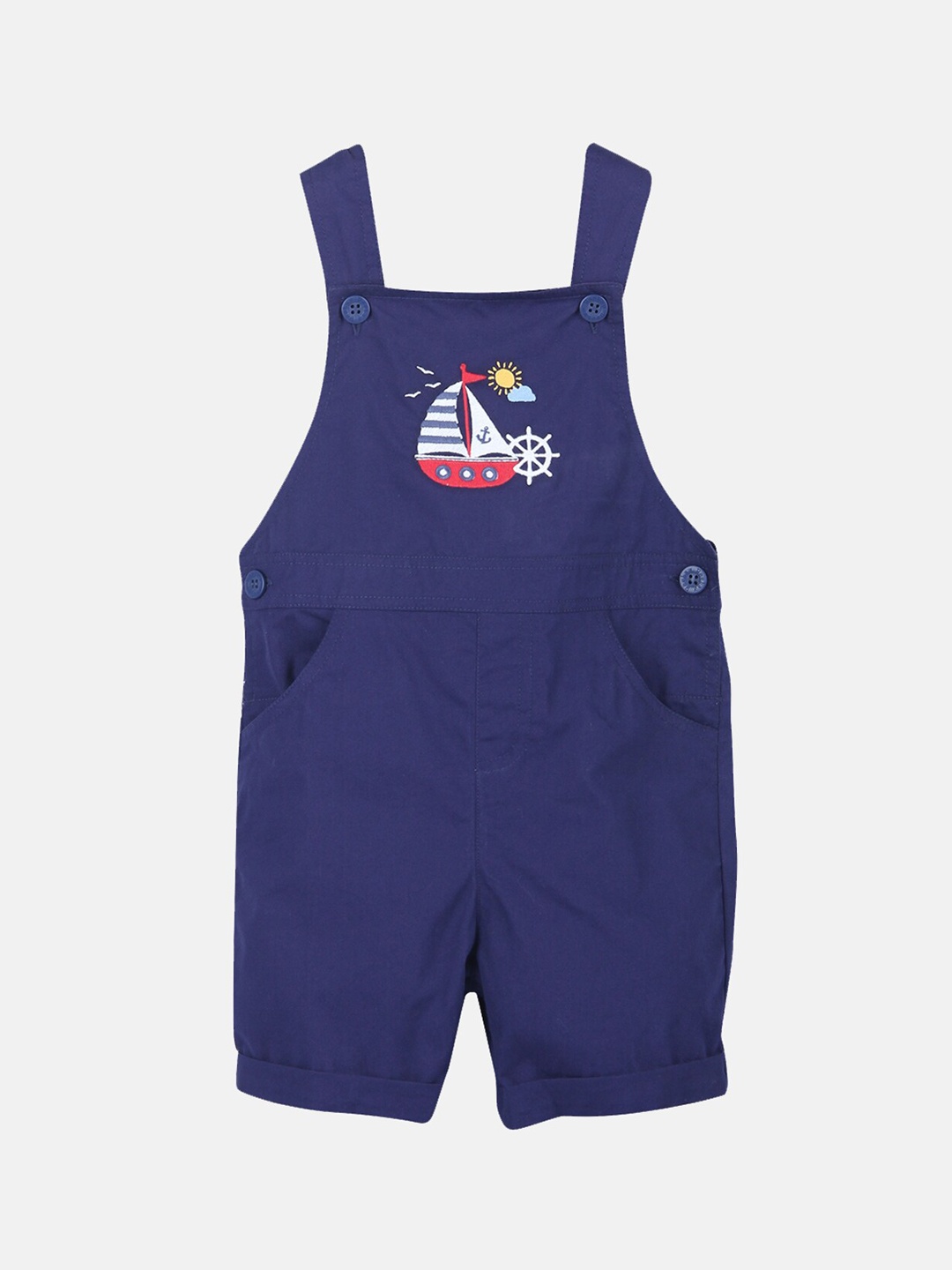 

Beebay Boys Blue Embroidered Cotton Dungarees