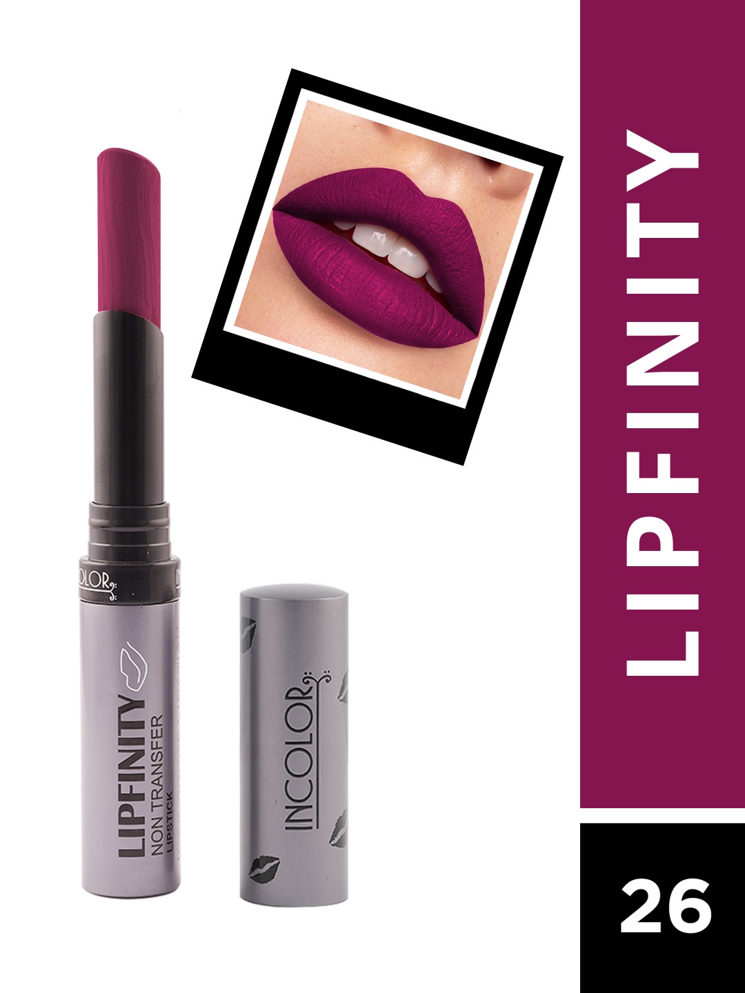 

INCOLOR Lipfinity Non Transfer Matte Lipstick - 26, Purple