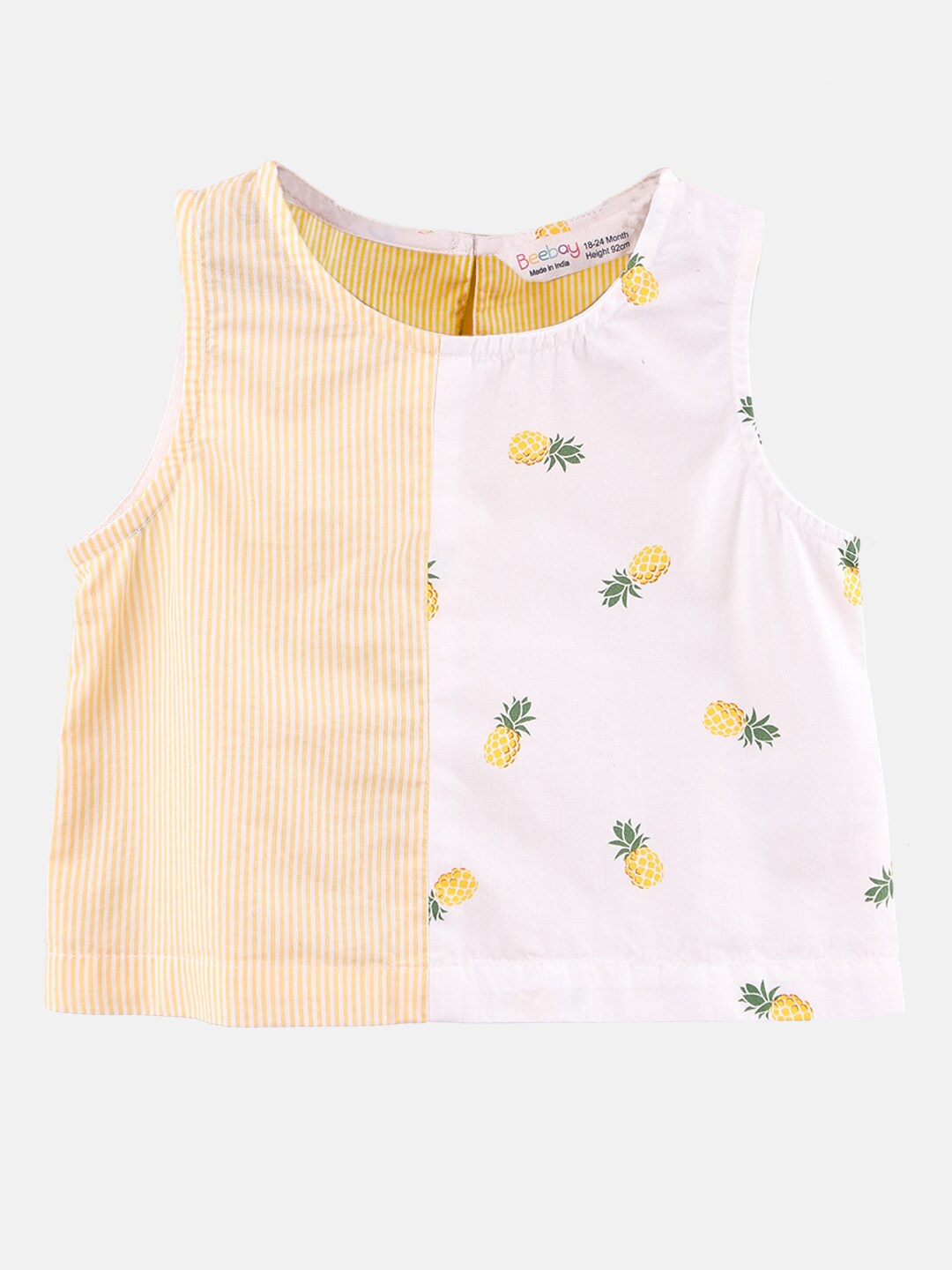 

Beebay Yellow & White Print Pure Cotton Top