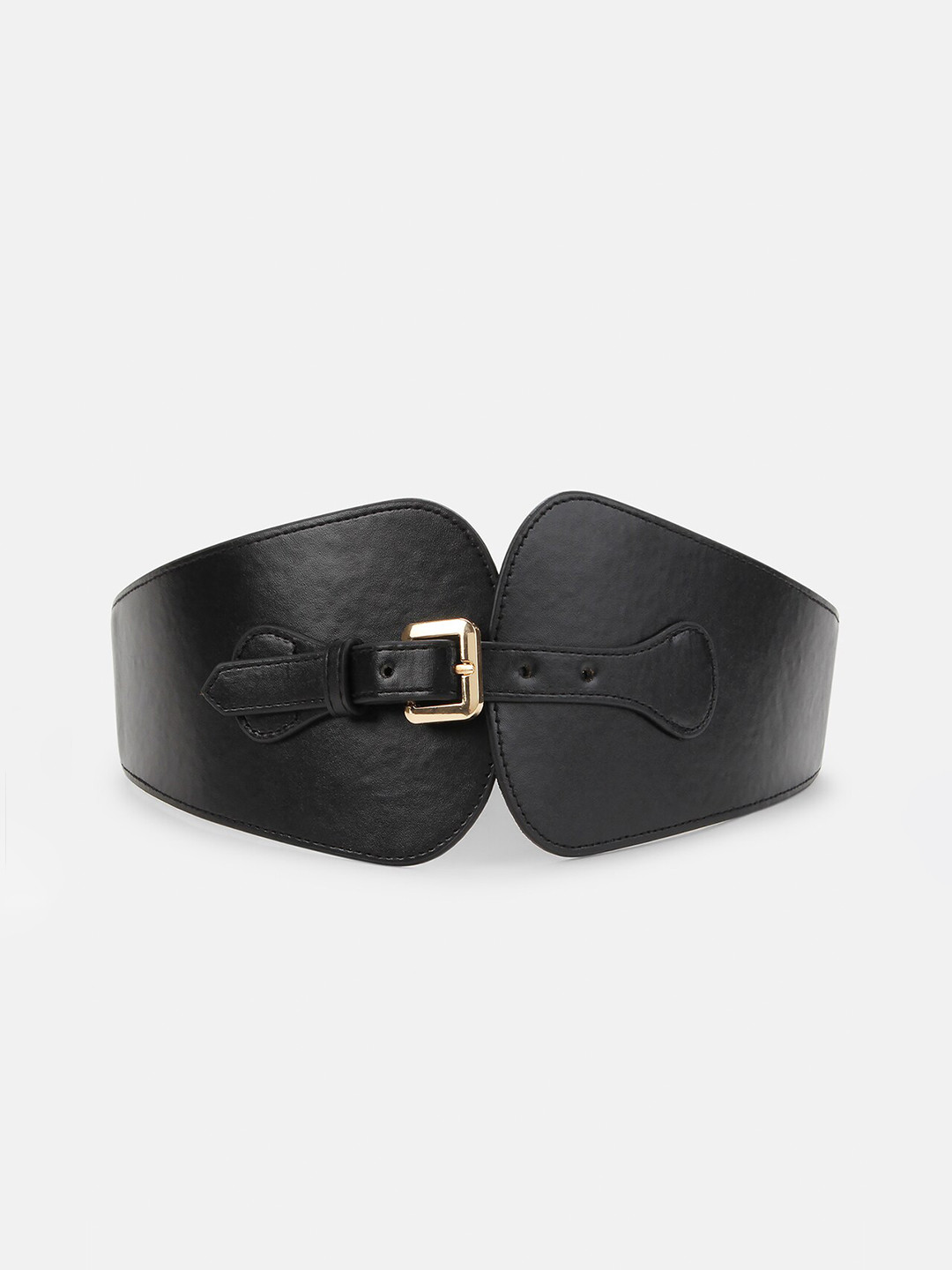 

Kazo Women Black Solid PU Stretchable Wide Belt